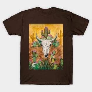 Bull skull with desert cactus T-Shirt